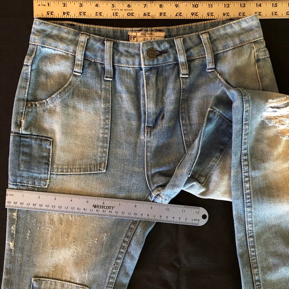 Free People Light Blue Patchwork Flare Jeans - Picture 13 of 16